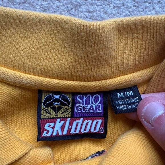 Skidoo Team Xtreme Sports Polo Shirt Black Yellow Striped Color Block Medium - Picture 3 of 8